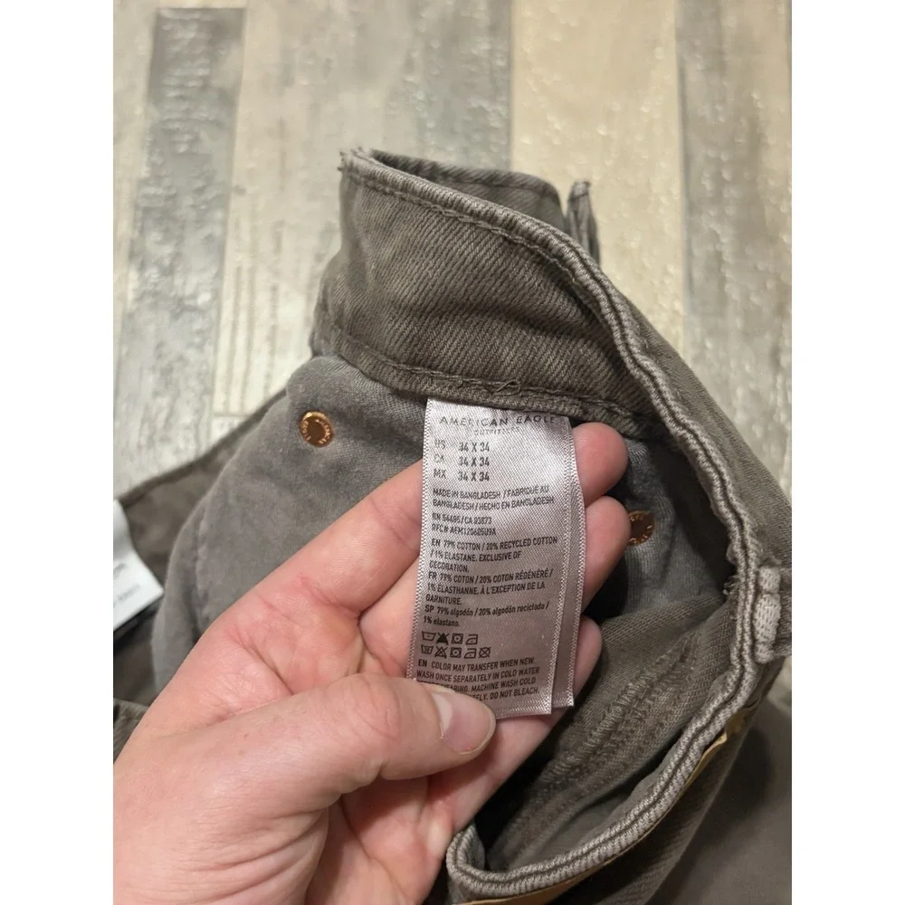 NWT American Eagle Mens 34x34 EasyFlex Slim Straight Dark Brown Jeans Stretch